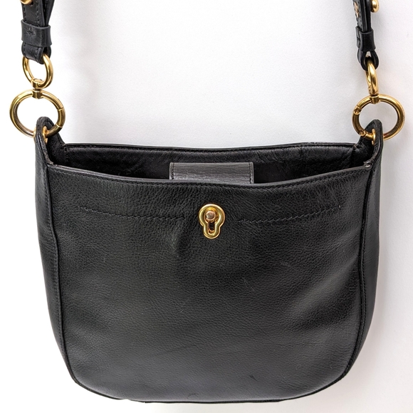 Cole Haan Zoe Crossbody Purse Black Leather Goldtone Hardware Adjustable Strap - Picture 4 of 16